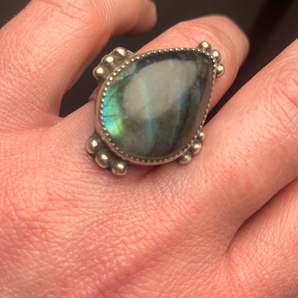 Labradorite vintage 925 silver ring size 6.5